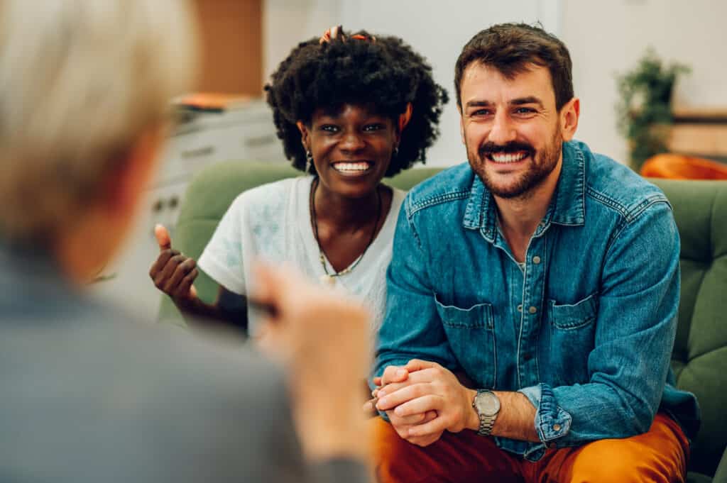 diverse couple on a therapy session in a psychologist office
