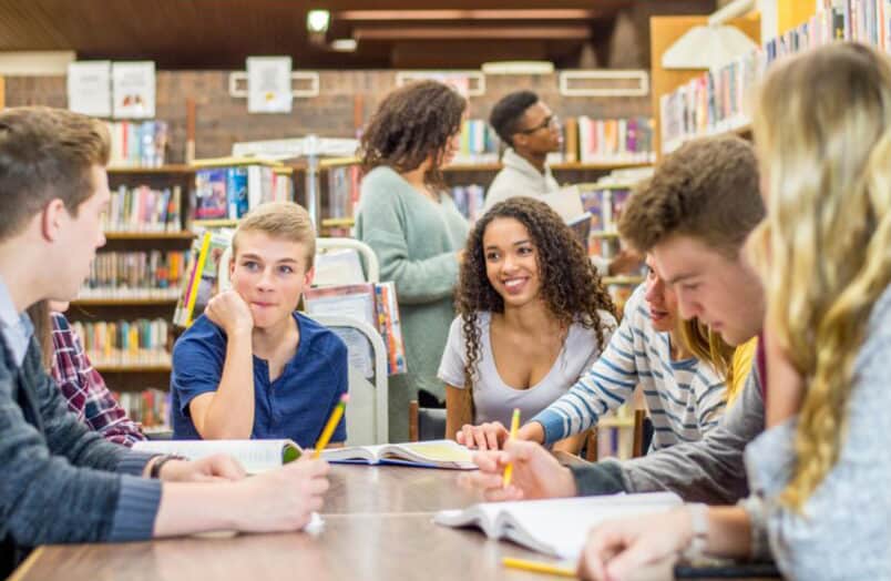 mixed HS students in library scaled2